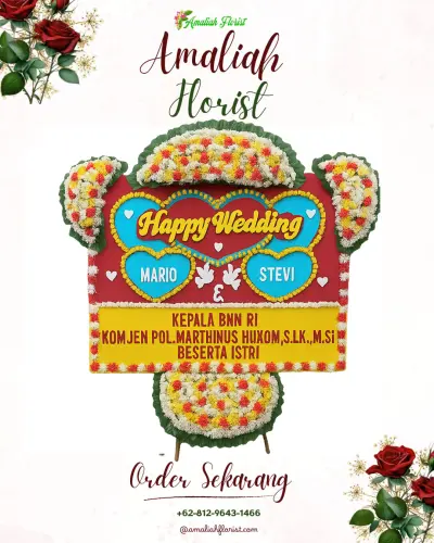 Karangan Papan Bunga Pernikahan di Cilentung